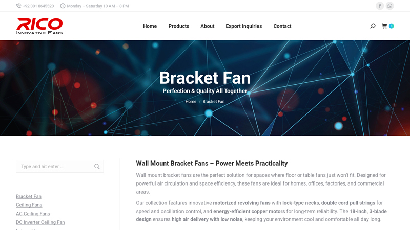 Wall Mount Bracket Fans