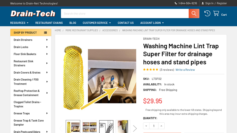 Washing Machine Lint Trap Super Filter for drainage hoses and ...