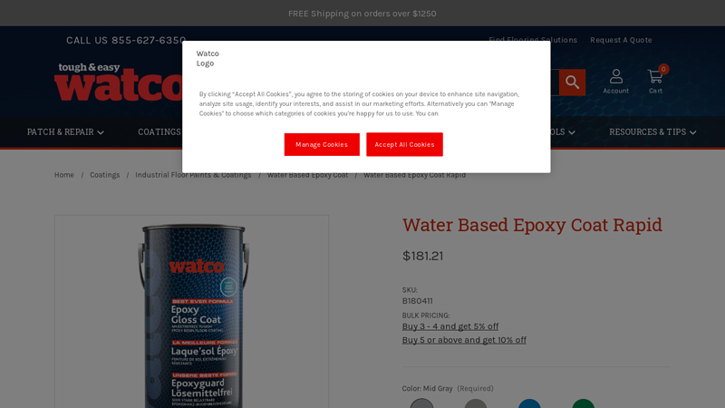 Water Based Epoxy Coating Rapid Cure Gloss