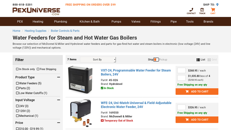 Water Feeders for Steam and Hot Water Gas Boilers