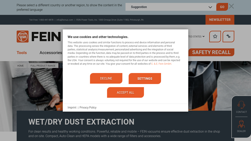 Wet/Dry Dust Extraction