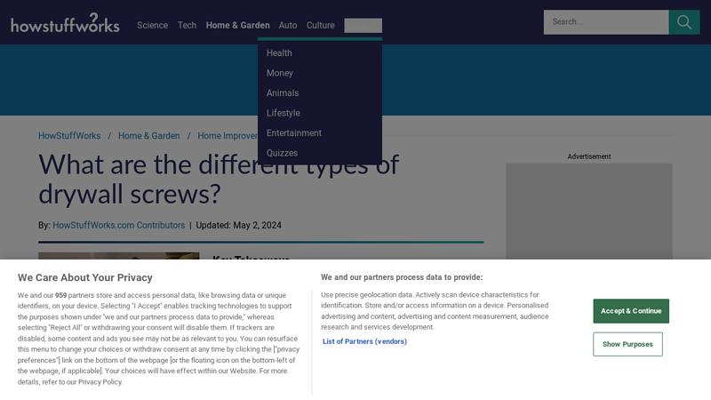 What are the different types of drywall screws?