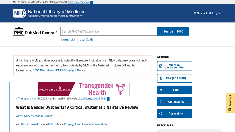 What Is Gender Dysphoria? A Critical Systematic Narrative Review