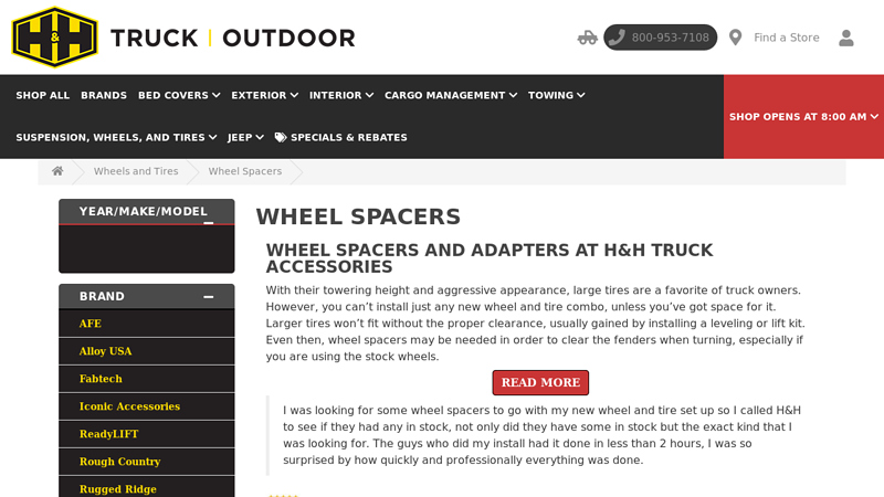Wheel Spacers and Adapters at H&H Truck Accessories