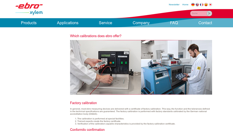 Which calibrations does ebro offer?