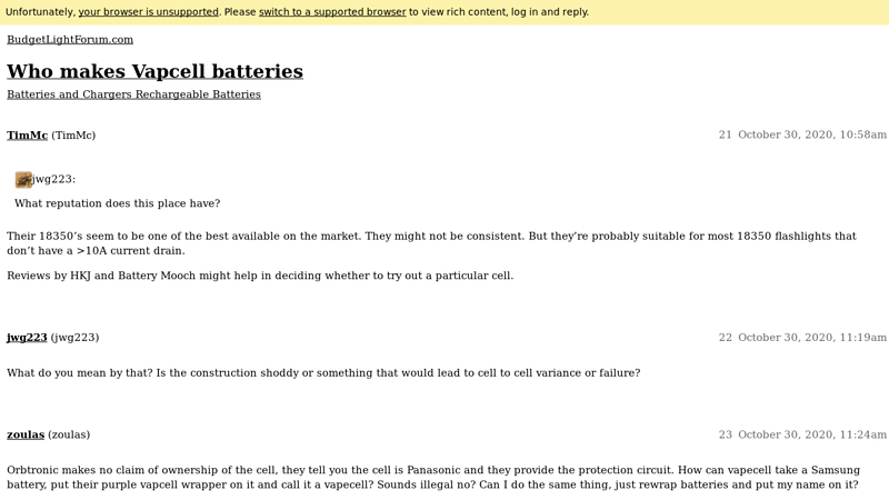Who makes Vapcell batteries