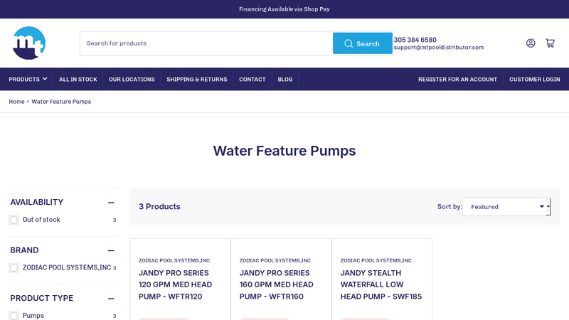 Wholesale Water Feature Pumps for Pool Contractors