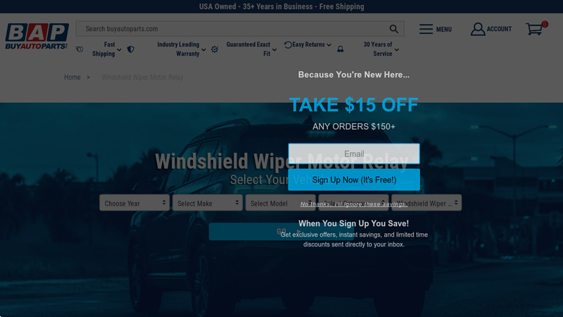 Windshield Wiper Motor Relay