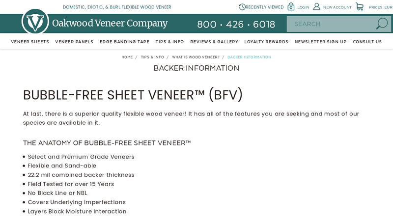 Wood Veneer Backer Information
