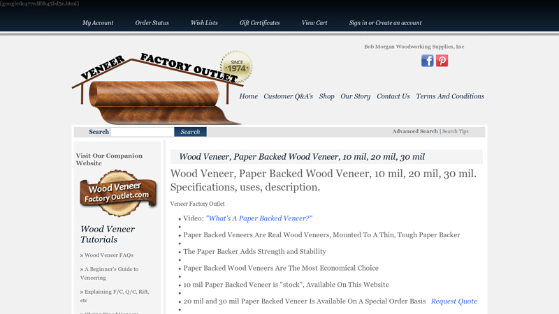 Wood Veneer. Paper Backed Wood Veneer, 10 mil, 20 mil, 30 mil