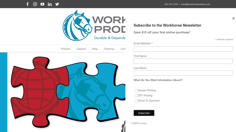 Workhorse Products Screen Printing Equipment Manufacturer