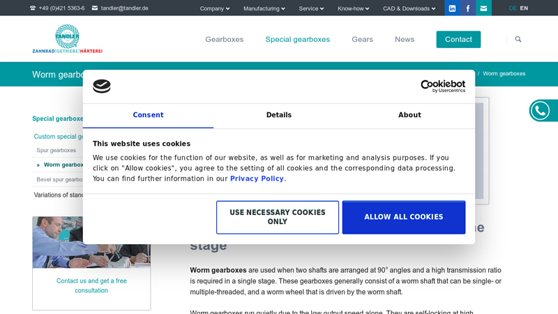 Worm gearboxes made in Germany
