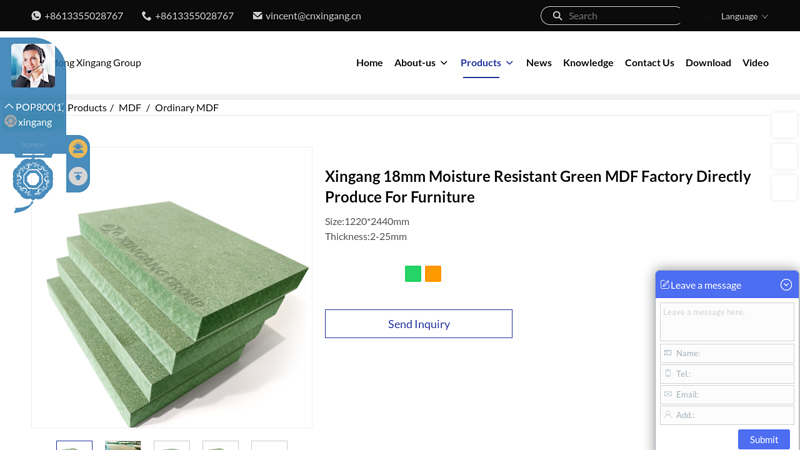 Xingang 18mm Moisture Resistant Green MDF Factory Directly ...