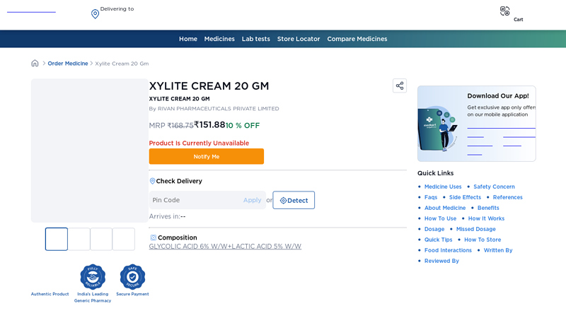 XYLITE CREAM 20 GM Price, Uses, Side Effects & Substitutes