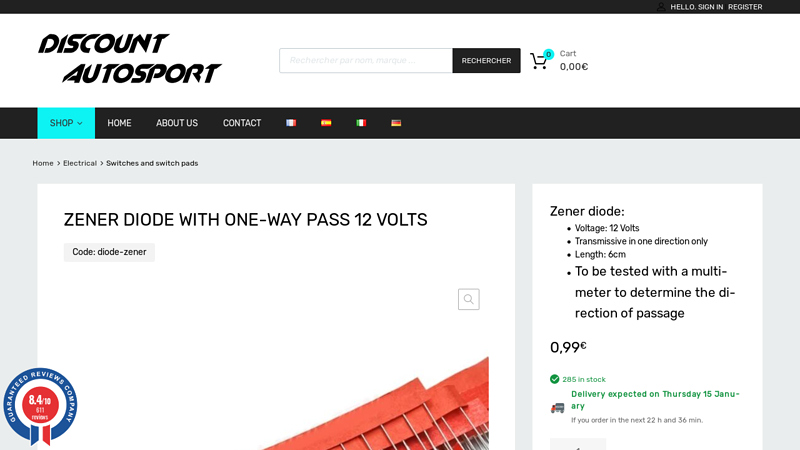 Zener diode with one